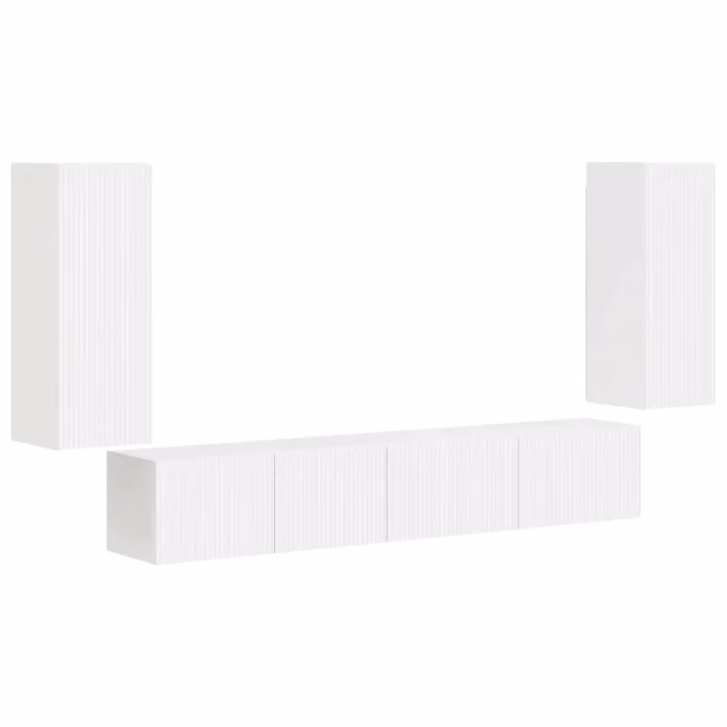 Set mobile TV moderno vidaXL in 4 pezzi, colore bianco, in legno MDF per soggiorno, ufficio o camera da letto – 2