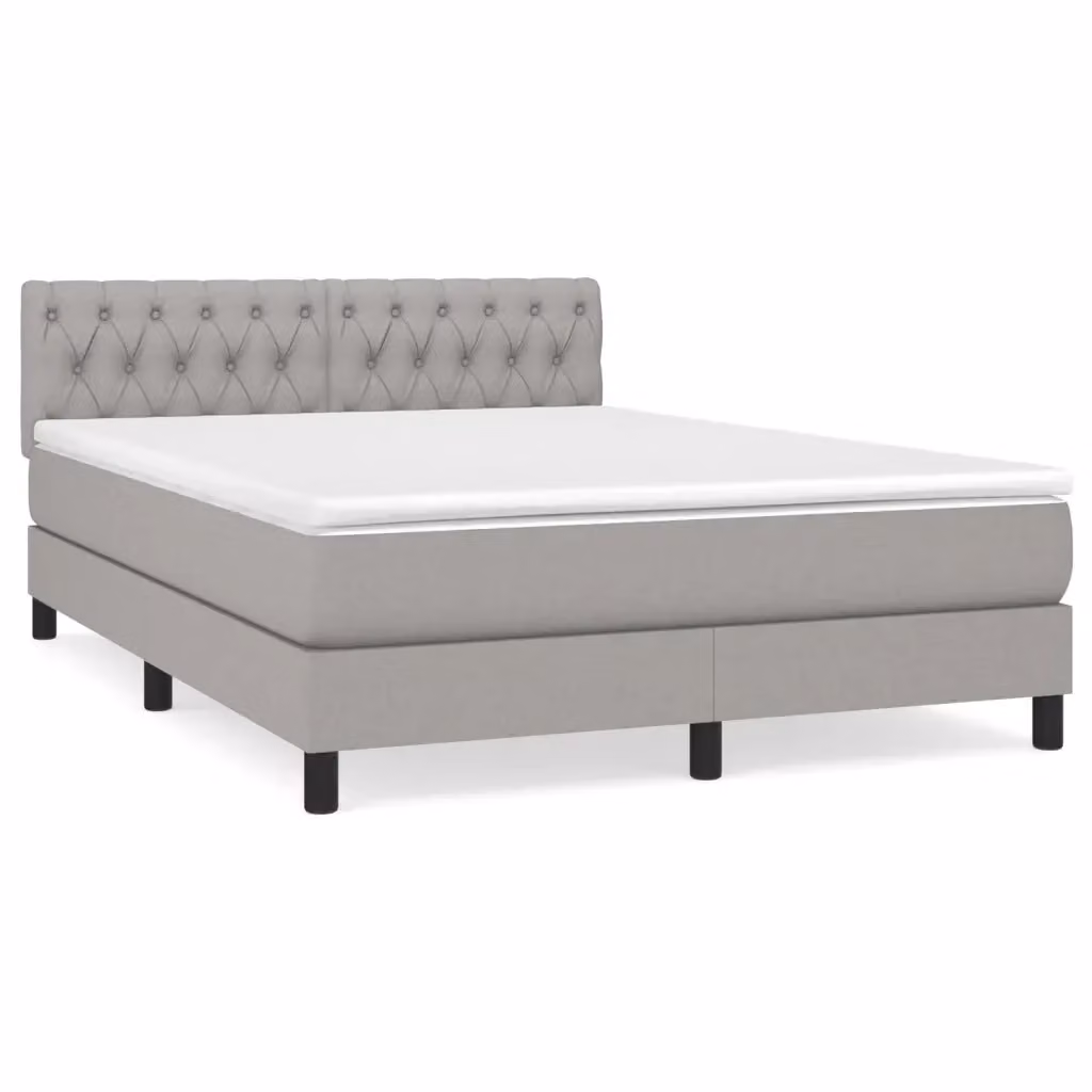 vidaXL Giroletto a Molle Ibrido con Materasso in Tessuto Grigio e Bianco L/P/H: 203 x 144 x 88 cm – 2