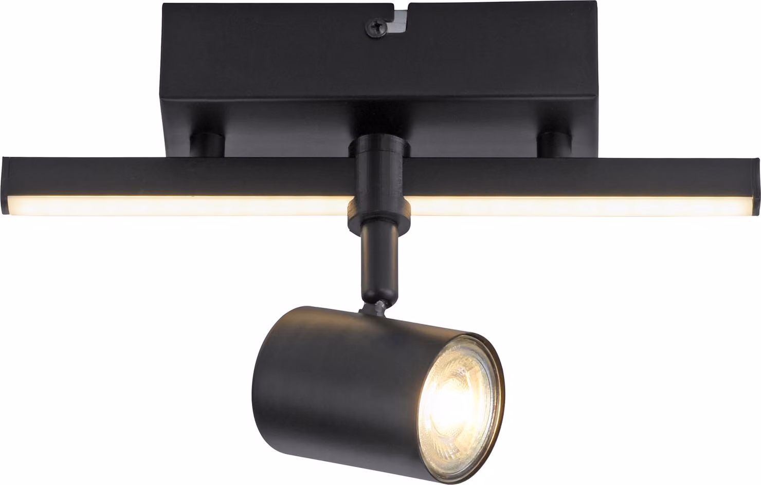 Lampada da parete e soffitto nera 1xGU10/4,50W/3000K, 1xLED-Board 3W