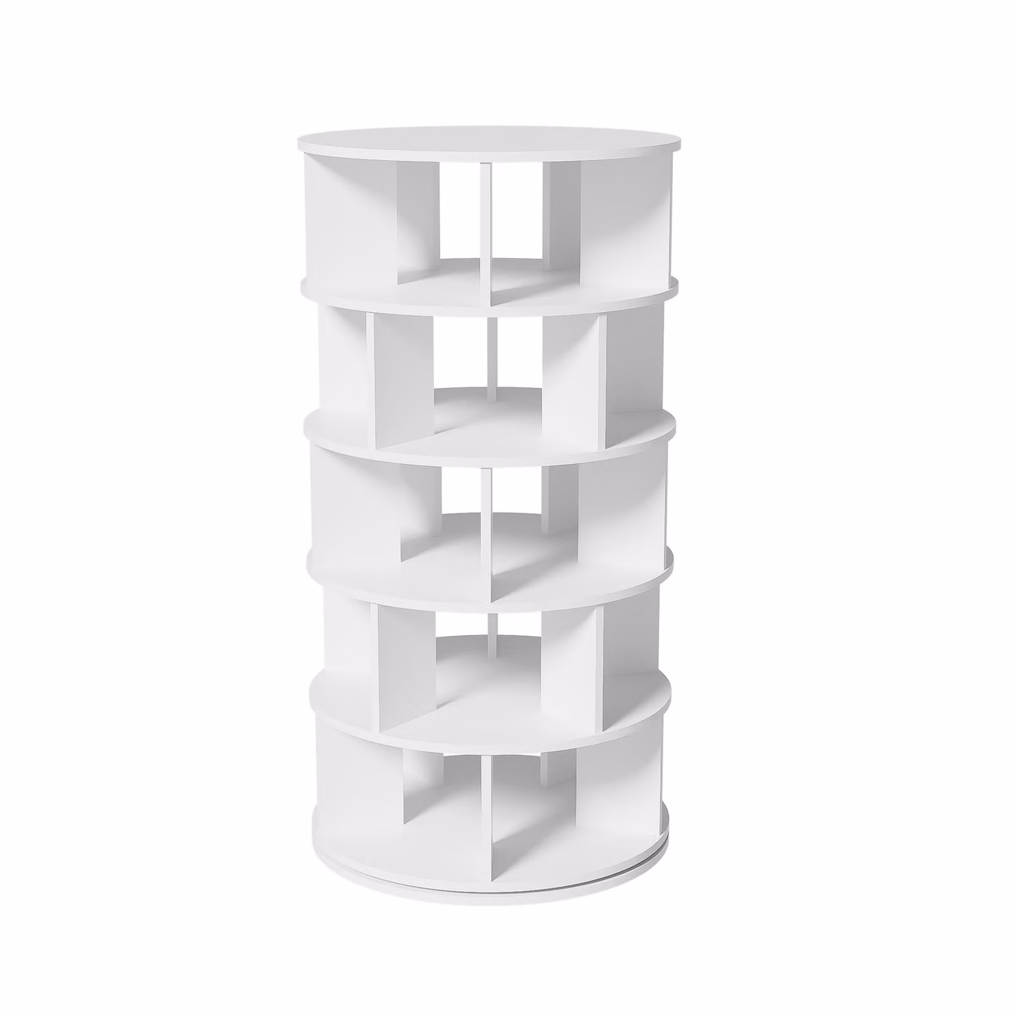 Scarpiera da ingresso rotonda girevole Aosom a 5 livelli, modello salvaspazio slim in MDF, Bianco, H 115 x L 60 x P 60 cm – 2