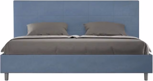 Letto matrimoniale king size Mika Ityhome con rete imbottita in microfibra blu L/P: 180 x 200 cm