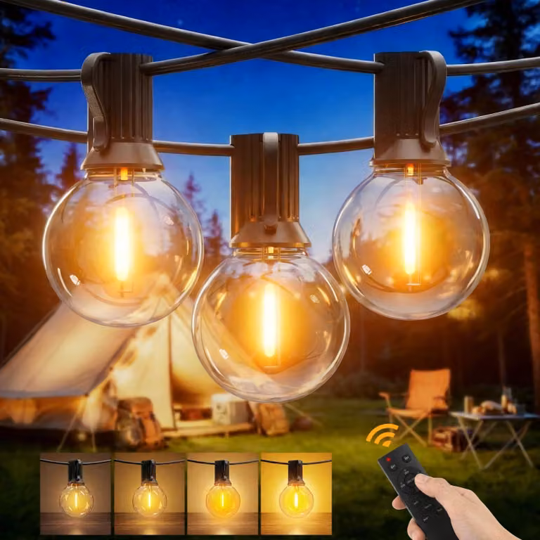 Catena luminosa da 80 metri, con 104 LED, luce bianco caldo, grado di protezione IP45, espandibile