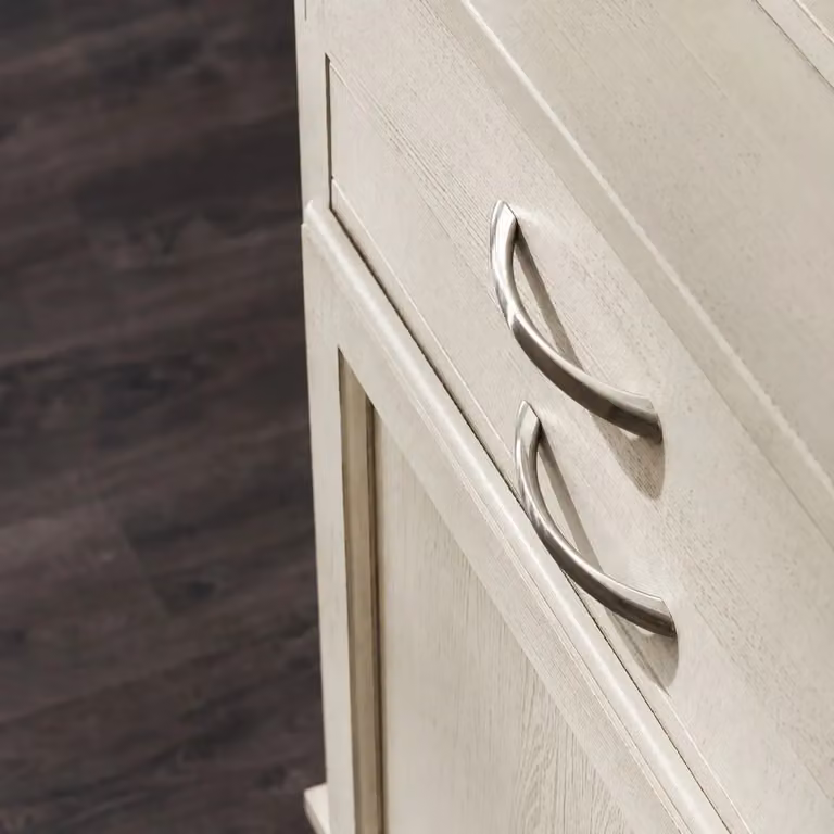 Madia credenza moderna Mobili 2G in legno massello di abete grigio opaco L: 140 cm, P: 52 cm, H: 96 cm