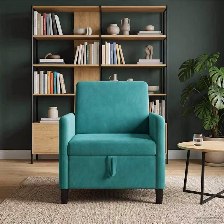 vidaXL Divano Moderno con Contenitore Turchese L: 72 cm, P: 78 cm, H: 87 cm