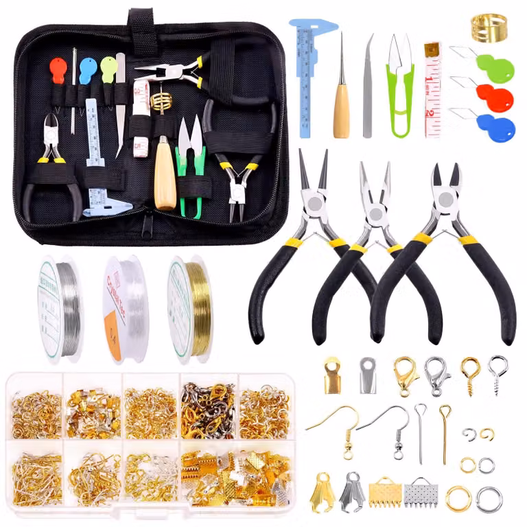 Omgoods - Set completa per la creazione di gioielli, composta da 951 elementi, con tutti gli accessori e gli strumenti necessari
