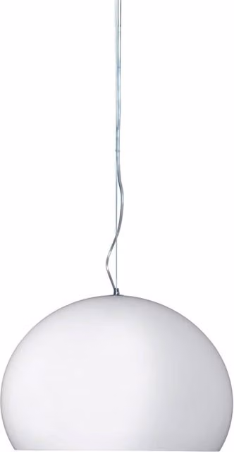 Lampada a sospensione Kartell Small FL/Y in plastica trasparente o bianca con tecnologia LED e attacco E27