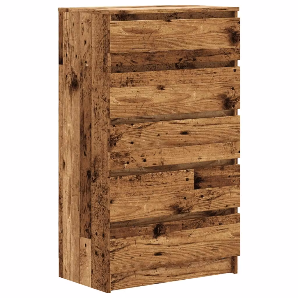 Cassettiera Legno Antico 60x36x103 cm in Legno Multistrato
