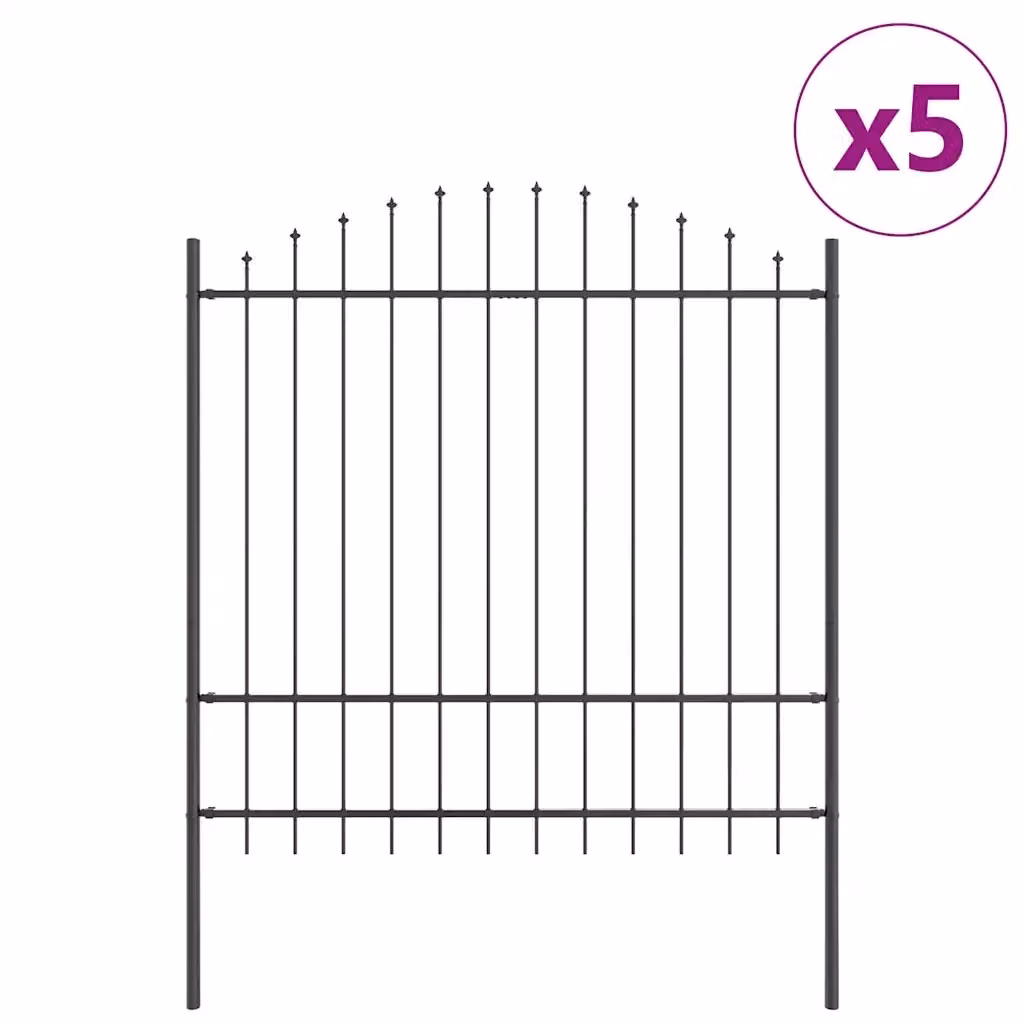 Set di 5 recinzioni per giardino Videx in acciaio verniciato a polvere grigio L: 170 cm, H: 215 cm – 2