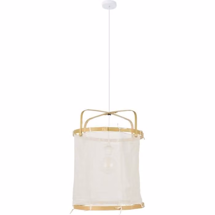 Lampada a sospensione Hikari - Tessuto e bambù - Lanterna - E27 - Ø35 cm - Naturale