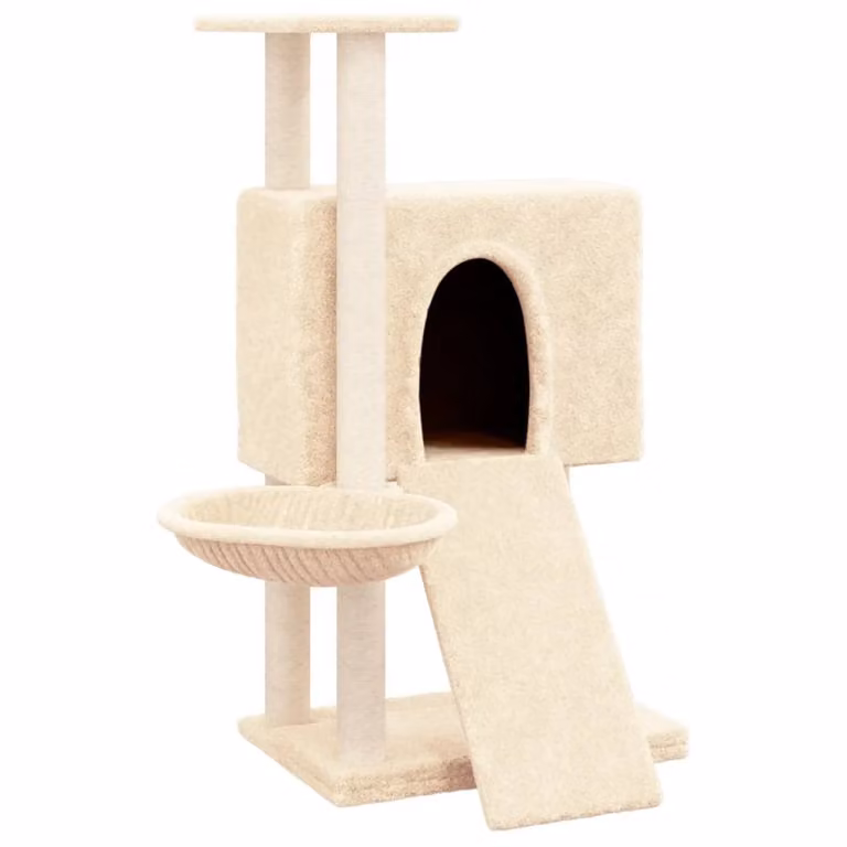 Albero per Gatti con Tiragraffi in Sisal Crema 96 cm