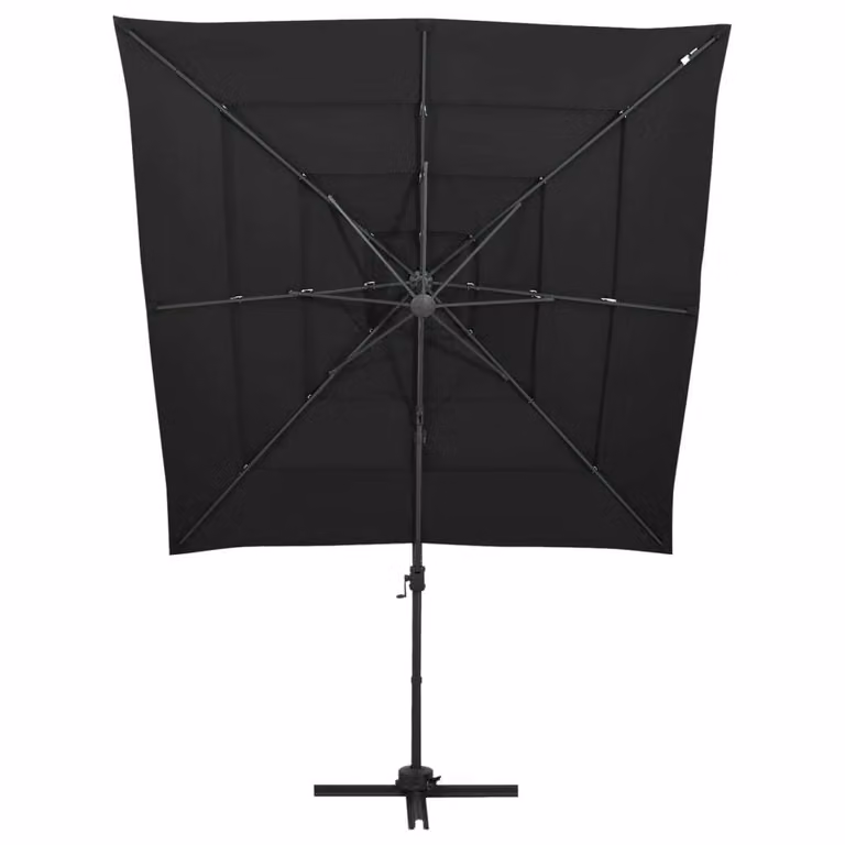 vidaXL Ombrellone con palo in alluminio a 4 strati nero 250x250 cm