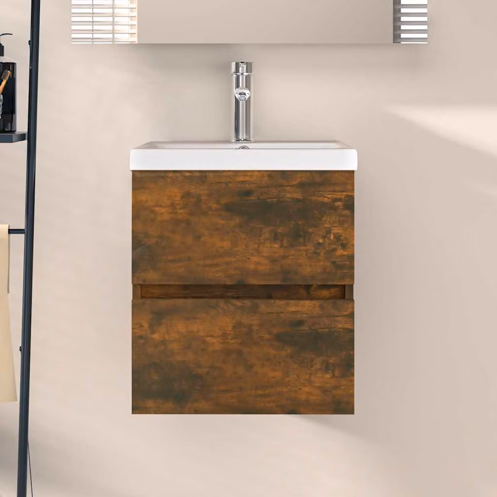 Mobile Lavabo vidaXL Moderno in Rovere Fumo, L/P/H: 41 x 38,5 x 45 cm