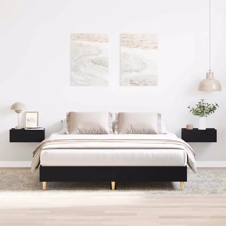 Struttura del letto moderna vidaXL in legno Rovere e Nero L/P/H: 203 x 143 x 25 cm