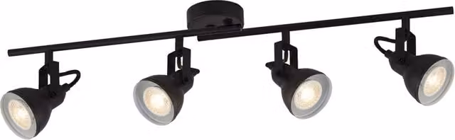 Plafoniera Lineare Contemporanea Focus Spotlight in Acciaio con 4 Luci GU10 Regolabili Bianco o Nero