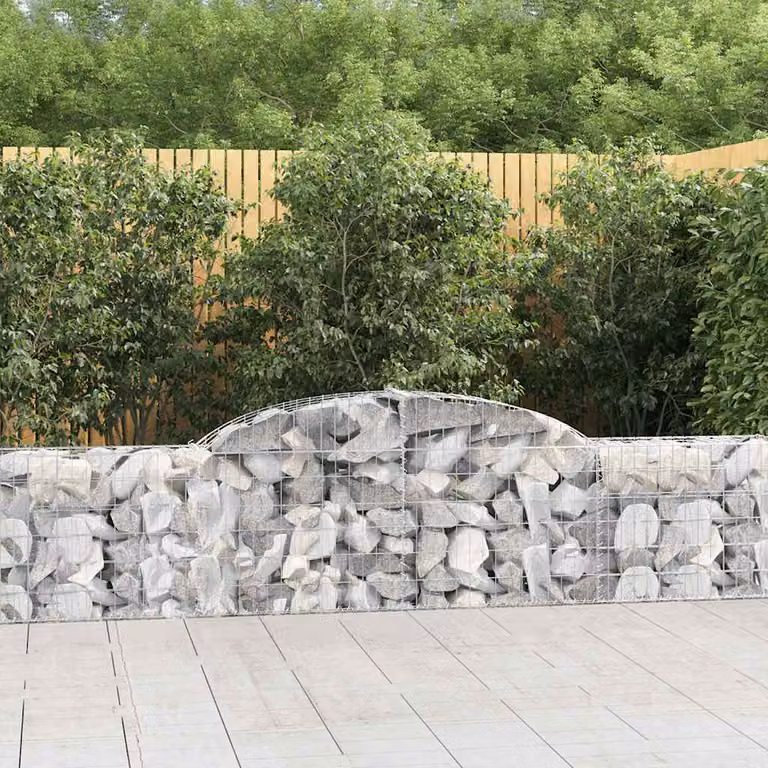 Set di 9 Cesti Gabbioni ad Arco vidaXL in Acciaio Zincato Grigio L: 300 cm, P: 30 cm, H: 60/80 cm