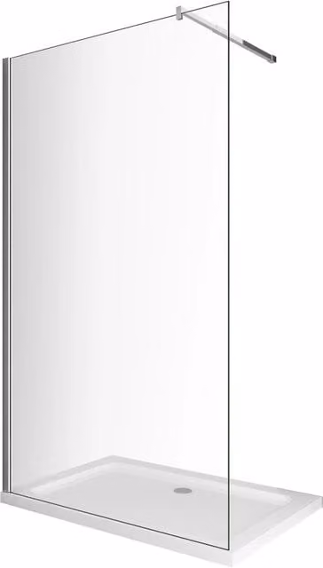 Parete doccia Walk in Laneri reversibile in vetro trasparente con trattamento easy clean, H: 200 cm, L: 98-100 cm, spessore 8 mm – 1