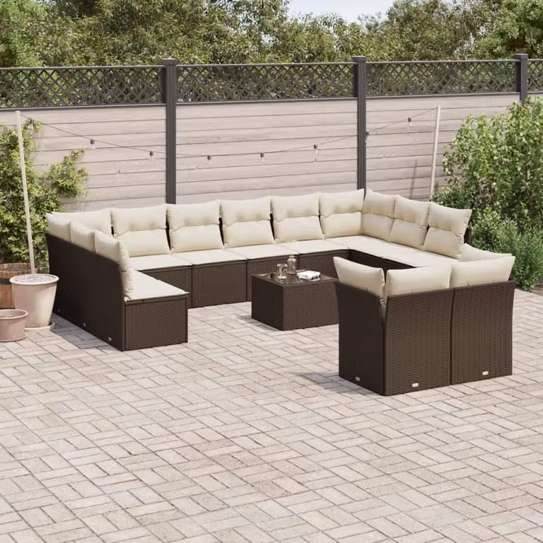 Maison Exclusive - Set Divani da Giardino 13 pz con Cuscini Marrone in Polyrattan