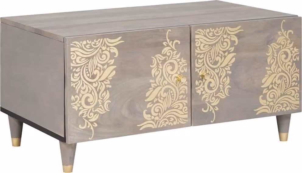 Maison Exclusive - Tavolino da caffè grigio, 80 x 50 x 40 cm, in legno massello di mango