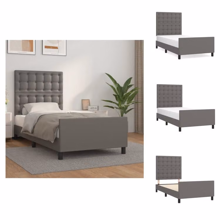 vidaXL Struttura letto con testiera grigia 80x200 cm in Pelle finta - Letti e strutture letto