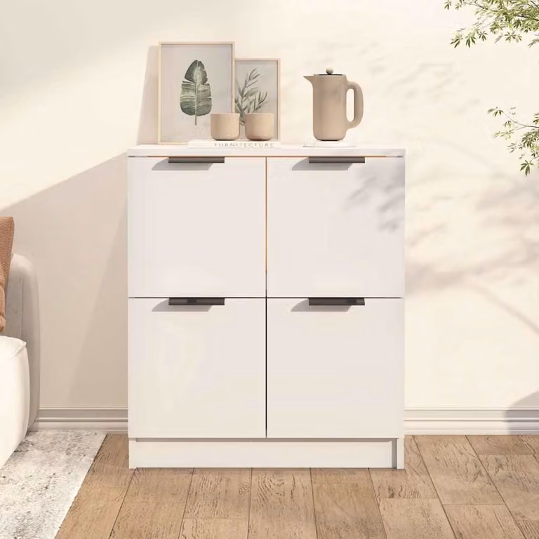 Credenza bianca moderna vidaXL in legno multistrato L: 60 cm, P: 30 cm, H: 70 cm