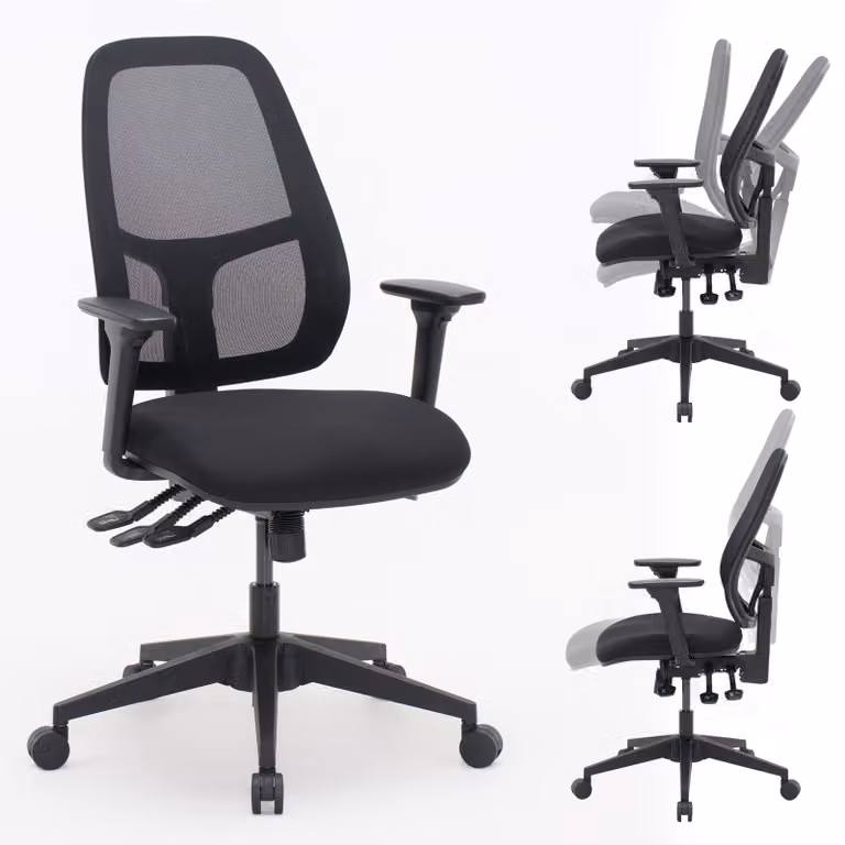 Sedia da ufficio ergonomica, sedia da scrivania con profondità della seduta, altezza dello schienale e altezza della seduta regolabili, inclinazione dello schienale regolabile e funzione di inclinazione della seduta