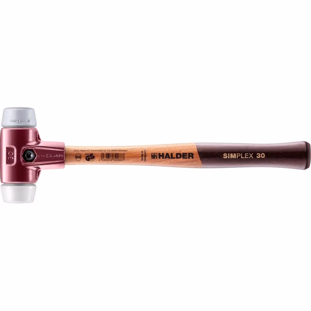 Mazza SIMPLEX soft-face con alloggiamento TE e impugnatura in legno, Ø 30, TPE-mid / superplastica