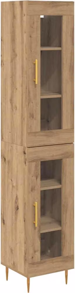 Credenza 2 pcs Rovere artigianale Vetro