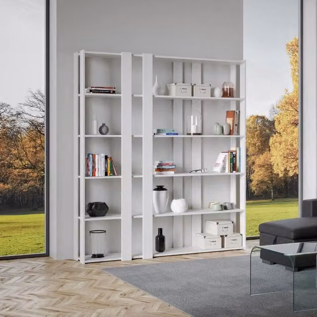 Libreria Moderna 5 Ripiani 178x36x204 cm in nobilitato Bianco