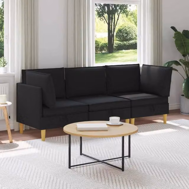 Set di divani modulari con spazio di archiviazione 3 pz Nero 3413683