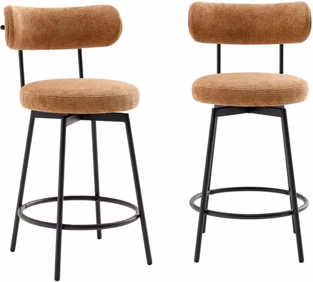 Set di 2 sgabelli da bar Sweeek con seduta girevole a 360 gradi in metallo e tessuto per cucina e soggiorno