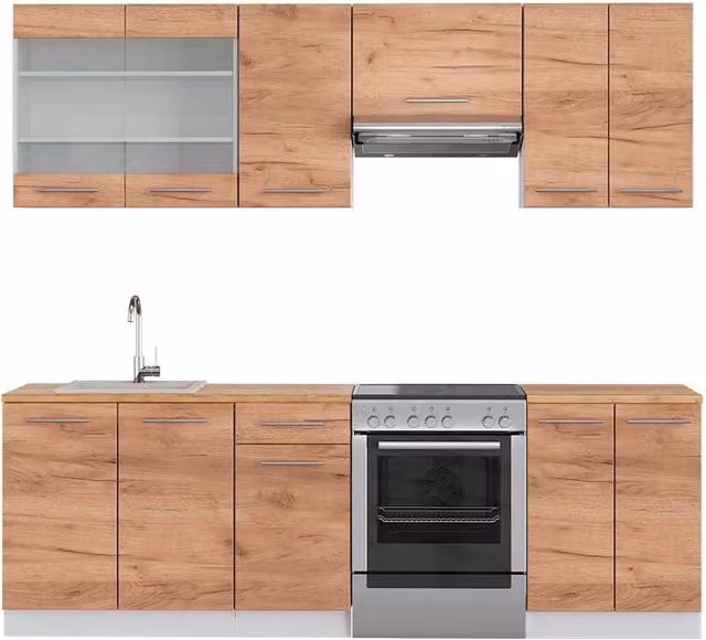 Cucina componibile moderna Vicco Fame-Line in rovere e bianco L: 240 cm – 1