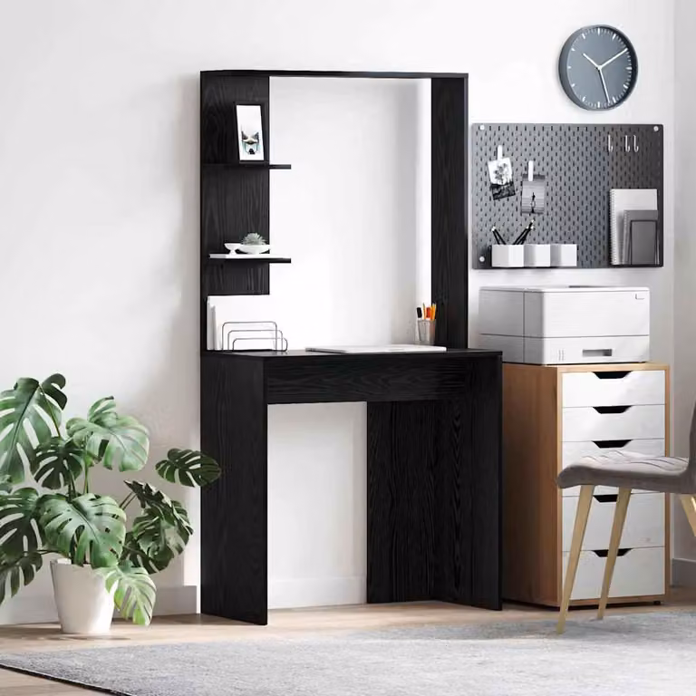 Maison Exclusive - Scrivania, finitura effetto legno nero rovere, realizzata in materiale composito