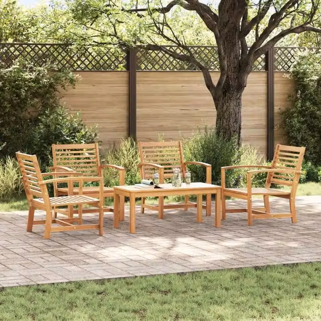 Set Divano da Giardino 5 pz Naturale Legno di teak solido 3356861