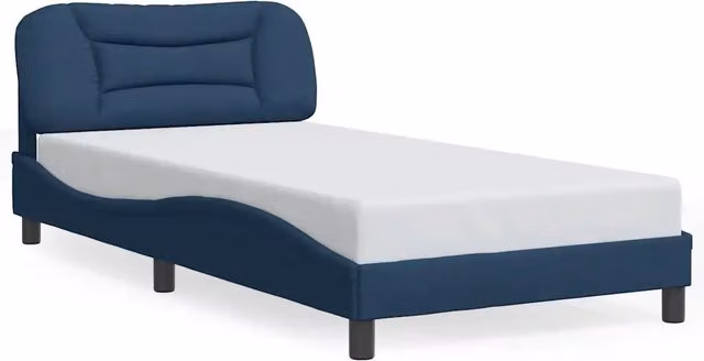 Letto singolo Hvar blu in tessuto con struttura imbottita e doghe in legno L/P/H: 200 x 100 x 74,5 cm – 1