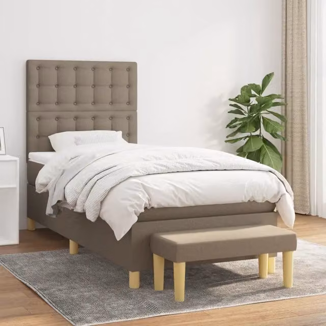 Letto Ibrido con Giroletto a Molle e Materasso vidaXL, Colore Beige e Bianco, L/P/H: 90 x 200 x 203 cm – 1