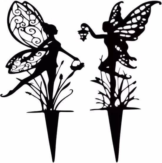 Due elementi decorativi in metallo per giardini, ideali per l'arredamento di spazi esterni e aiuole, perfetti per valorizzare il vostro giardino