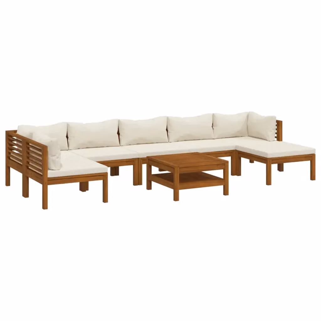 Set di Divani da Giardino vidaXL in Legno di Acacia con Cuscini Beige 8 Pezzi – 2