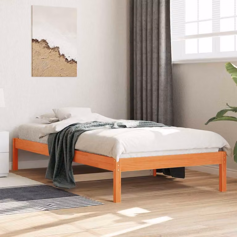 vidaXL Dormeuse in legno di pino marrone cera con doghe fisse L 200 x L 80 cm