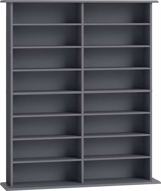 Libreria HOMCOM per CD e DVD con 12 ripiani regolabili e 16 scomparti, colore grigio – 1