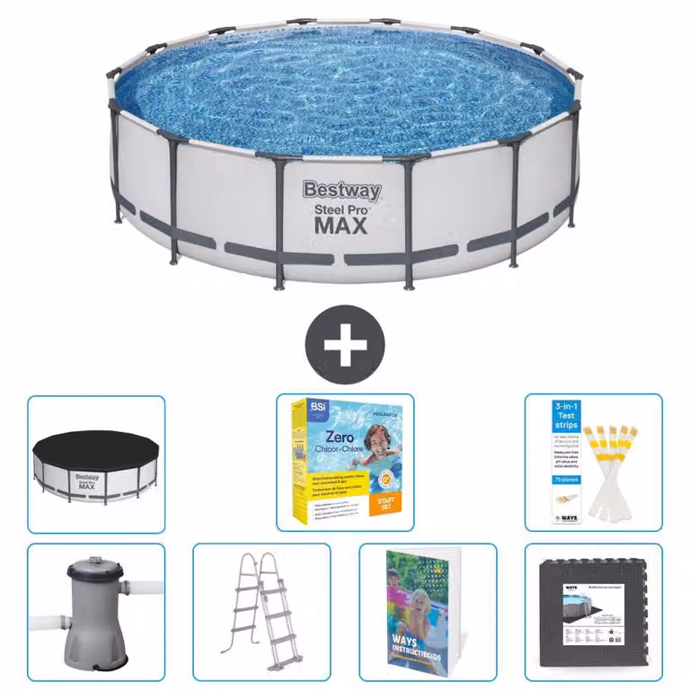 Bestway Steel Pro MAX, piscina in acciaio, forma rotonda - 427x122 cm - 6 pezzi, modello S607