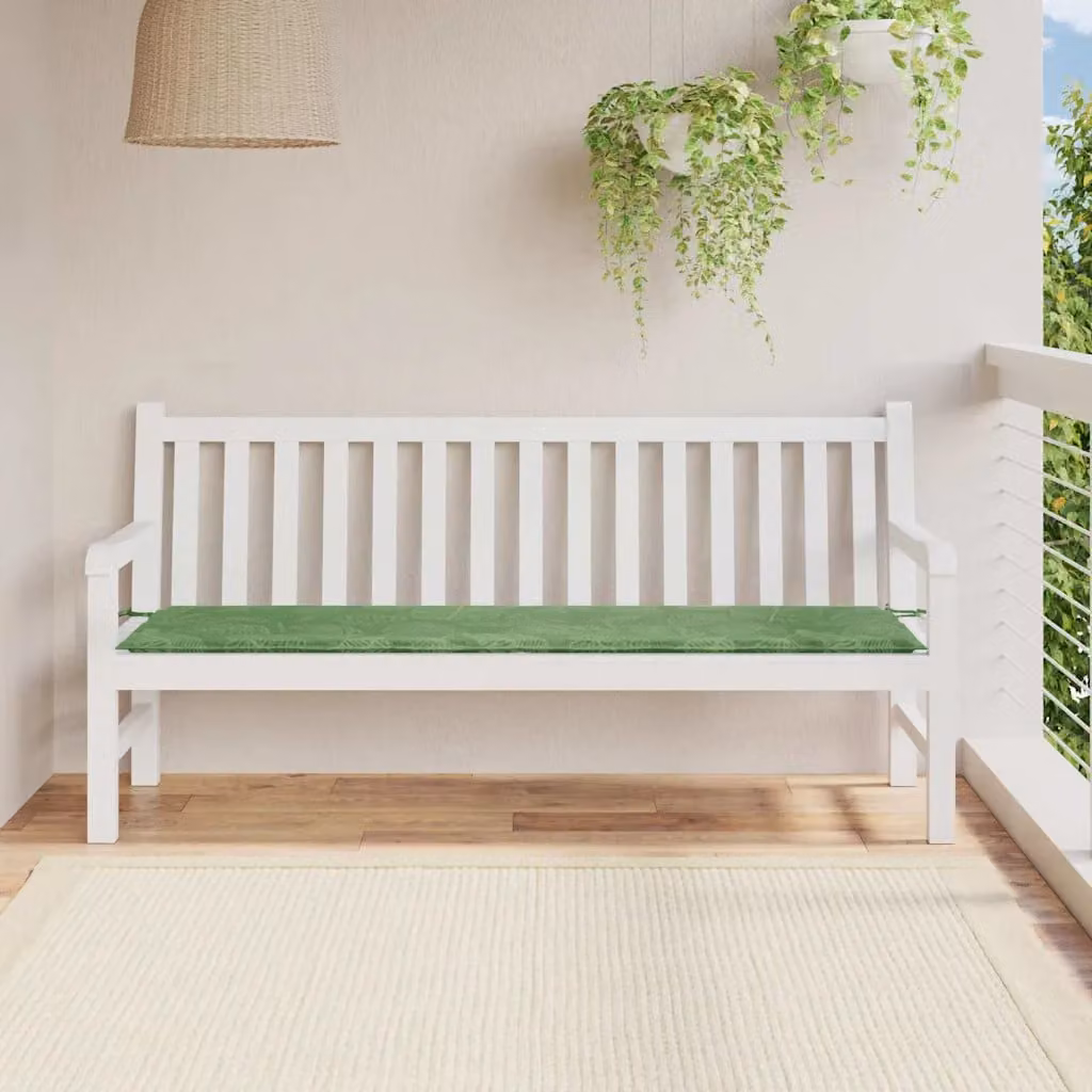 Cuscino per Panchina vidaXL in Tessuto Oxford con Design a Foglia, Verde, L/P/H: 180 x 50 x 50 cm