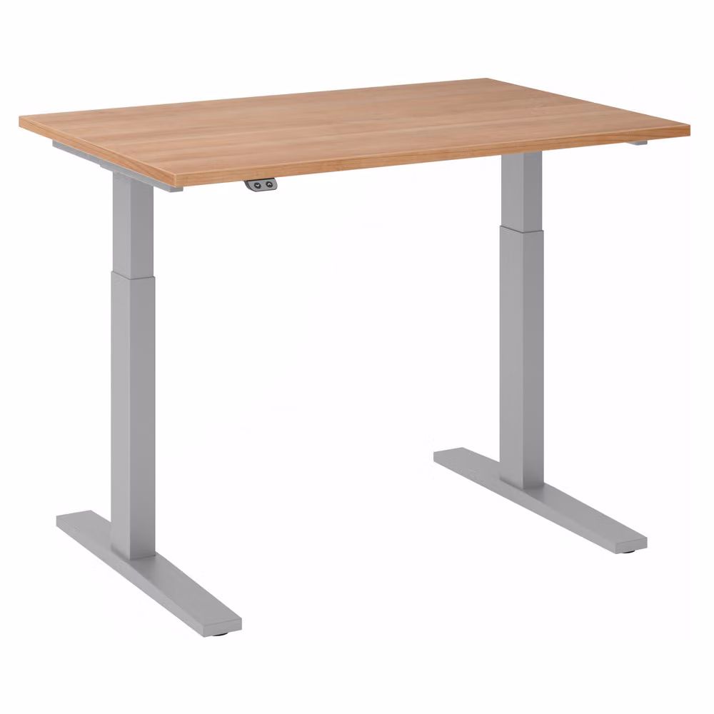 Scrivania regolabile in altezza XMKA | 2 motori | 120-180 cm | elettrica | noce, colore telaio:argento, dimensioni piano tavolo:120 x 80 cm