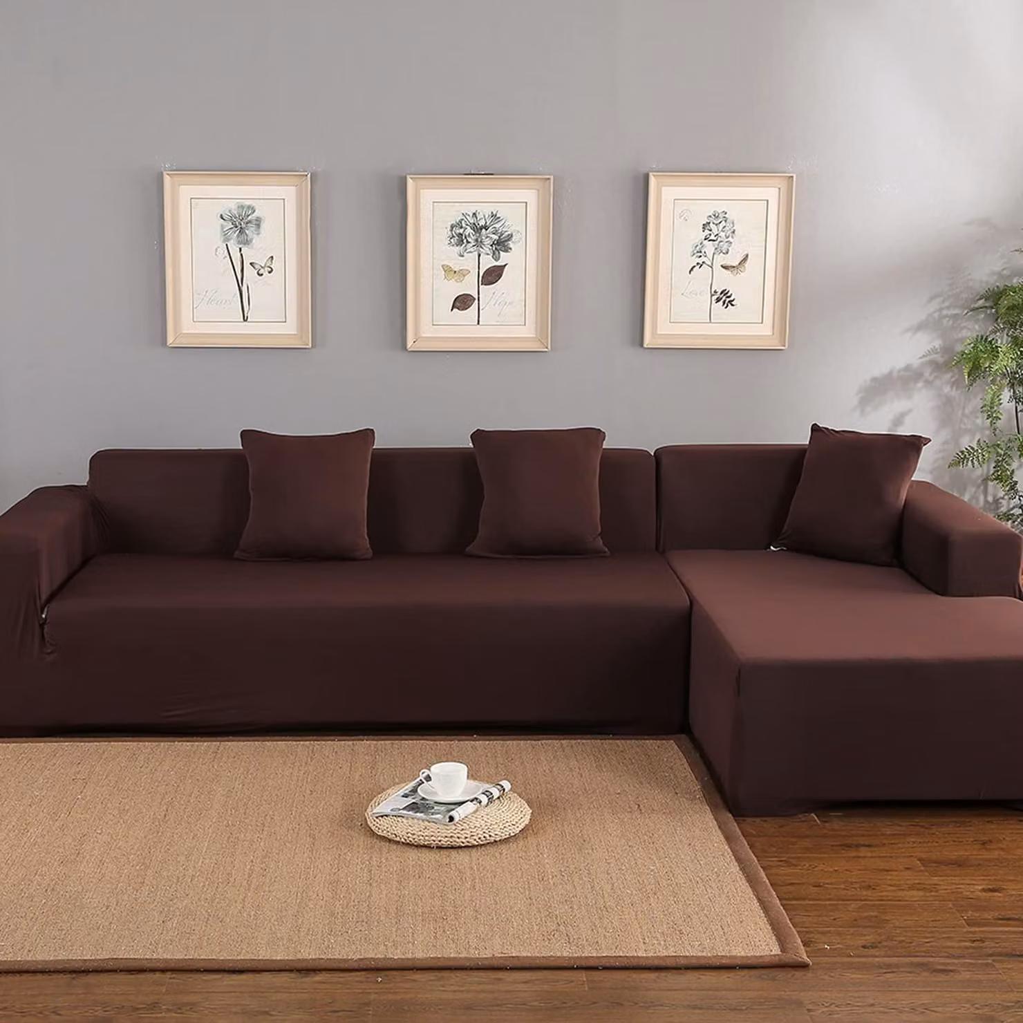 Solidchoice - Copridivano in poliestere per divani a forma di L, 3 posti + 2 posti, resistente e facile da pulire