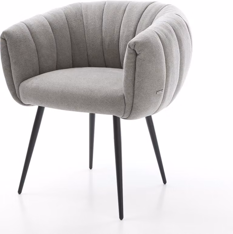DELIFE Sedia da pranzo Jada-Flex Tessuto strutturato Soft Grey 4 gambe coniche Nero Molle insacchettate