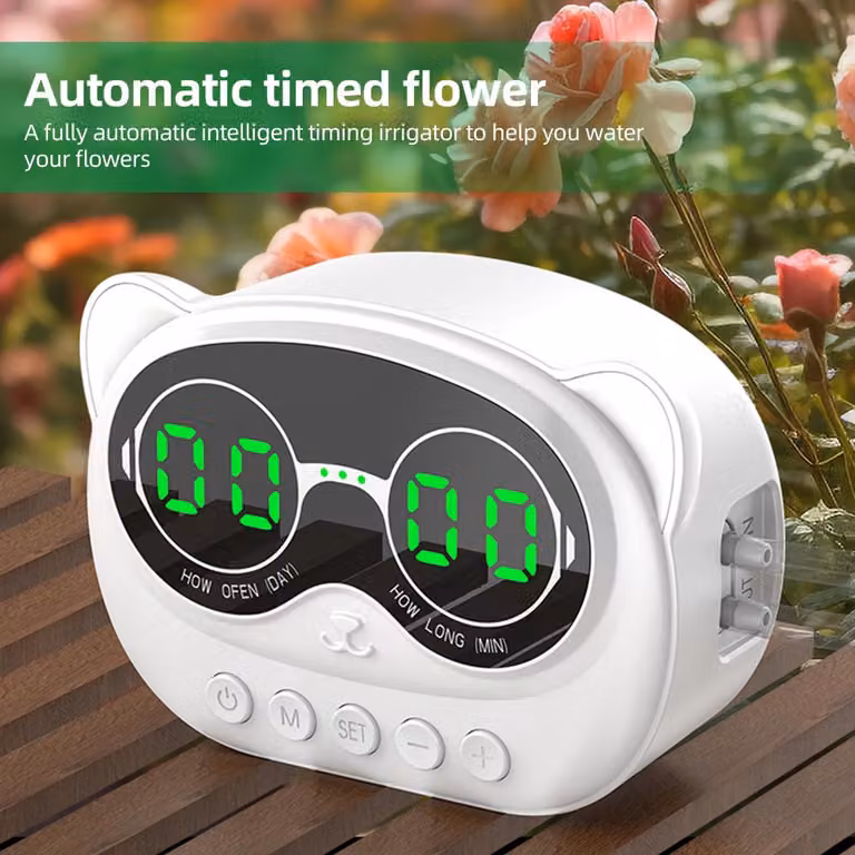 Sistema di irrigazione automatico intelligente, irrigazione per 10 piante in vaso, portata 1000 ml, kit di irrigazione a goccia fai da te impermeabile con display LED, timer programmabile