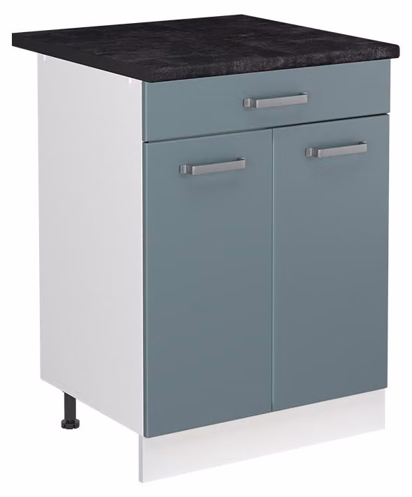 Mobile lavello cucina Vicco R-Line Grigio-blu/Bianco 60 cm piano di lavoro Antracite, Model 72996