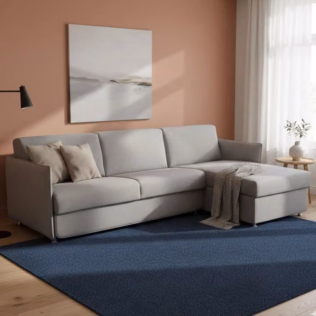 Divano Letto Sumirago DMORA con Penisola Sfoderabile, Made in Italy, Grigio, L/P: 260 x 160 cm