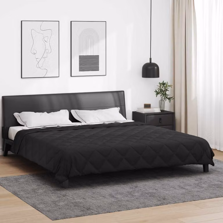 vidaXL Piumone Estivo in Microfibra Traspirante Nero L 220 x P 240 cm