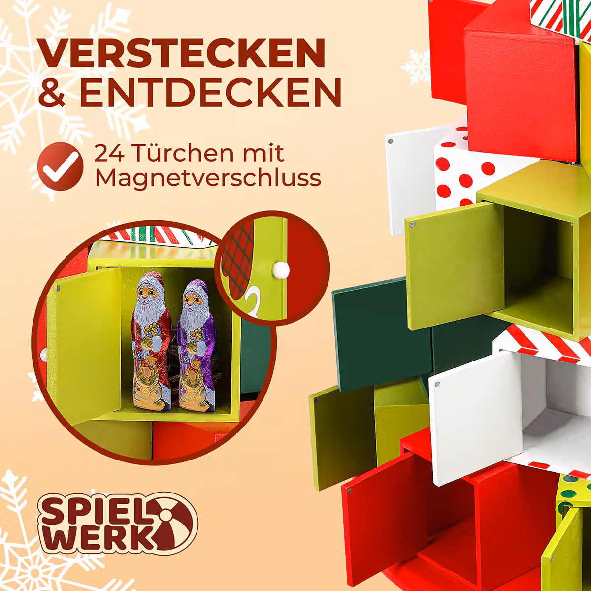 Calendario dell'avvento Spielwerk in legno multicolore XL per adulti – 2