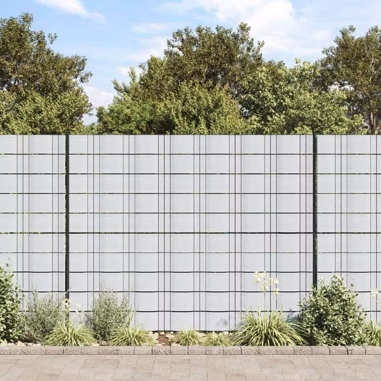 Set di 10 strisce privacy per giardino vidaXL in PVC, Grigio Chiaro, L: 252,5 cm x H: 19 cm